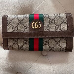Gucci Beige and Brown GG Canvas Wallet